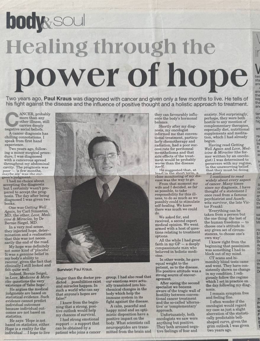 An early newspaper feature on Paul Kraus, around 1999